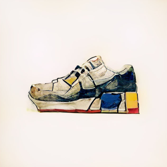 NFT art - sneaker in Piet Mondrian style