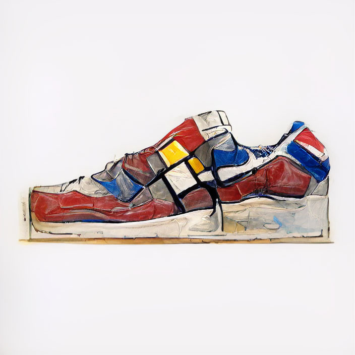 NFT art - sneaker in Piet Mondrian style